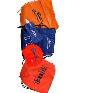 TYR Bolles Swimming Swim Camp Bundle 3 Cinch Bags Cap Water Bottle Orange Blue